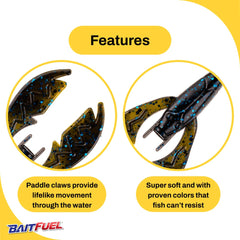 BAITFUEL Tiny PACA Chunk jig trailer with solid body stays secure.