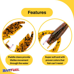 BAITFUEL Tiny PACA Chunk trailer on jig heads improves rig compatibility
