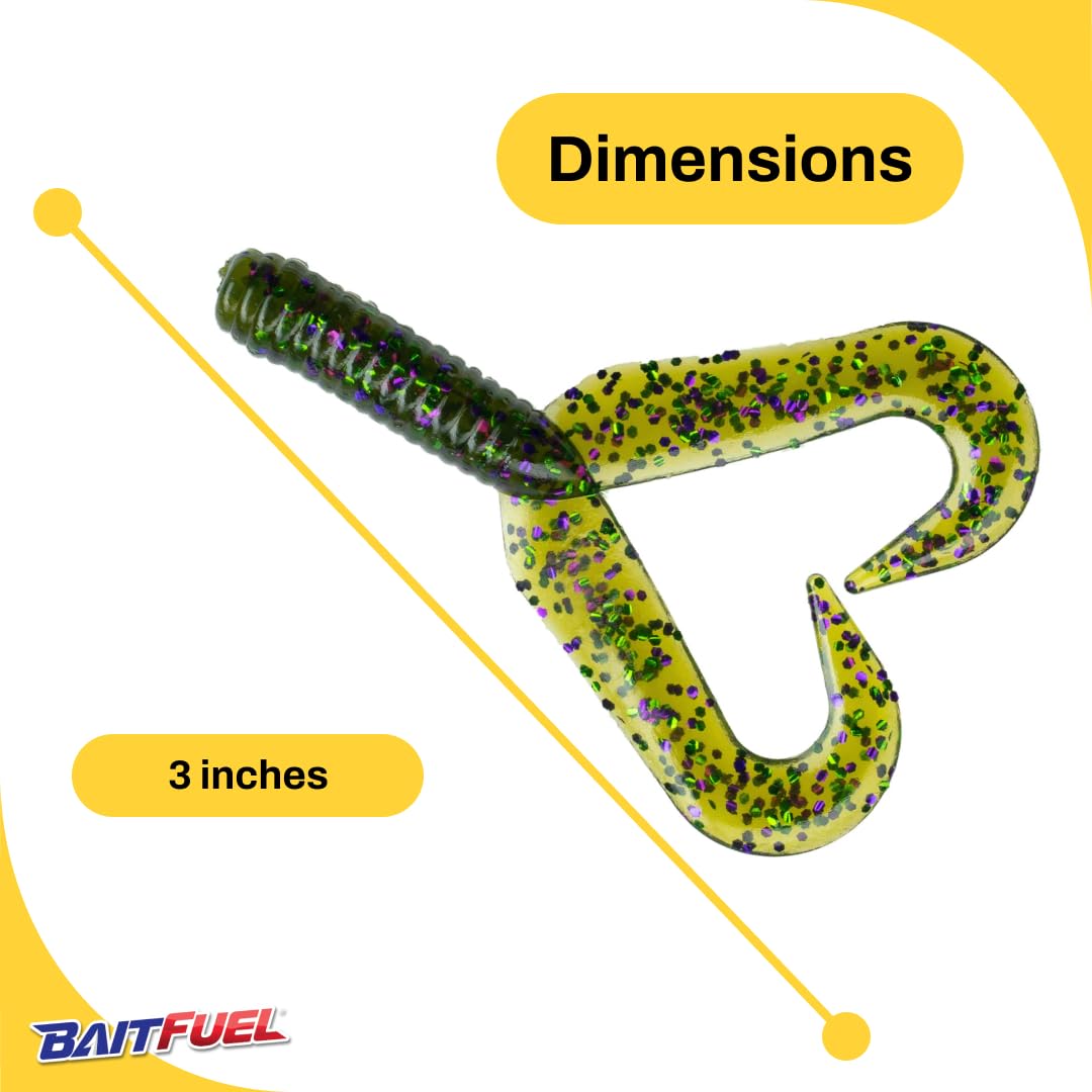 BAITFUEL Twin Tail action closeup reveals soft plastic and tail quiver for realistic movement.