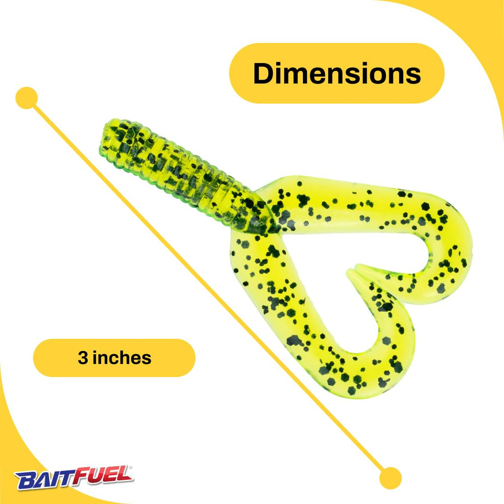 BAITFUEL Twin Tail action shows twin tails for erratic swimming