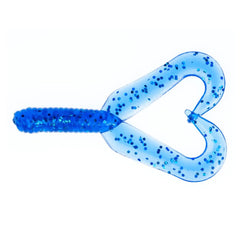 BAITFUEL Twin Tail Creature Bait sapphire blue front view shows lifelike action.