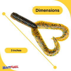 BAITFUEL Twin Tail trailer action highlights erratic swimming motion for better strikes.