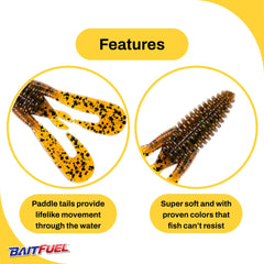 BAITFUEL Twin Tail ribbed body boosts water vibration and bite cues