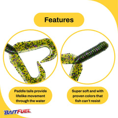 BAITFUEL Twin Tail trailer on a Chatterbait demonstrates versatile rigging and vibration.