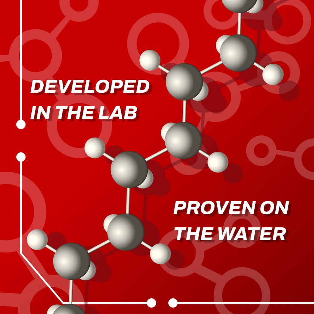 BAITFUEL X55 scent cloud in water behind bait enhances strike zone.