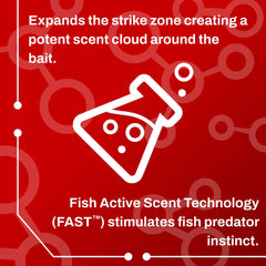 BAITFUEL X55 stick being applied to a lure to boost attraction.