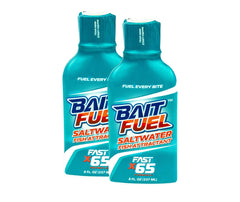 BAITFUEL X65 Saltwater Gel bottle releases potent scent to attract fish.