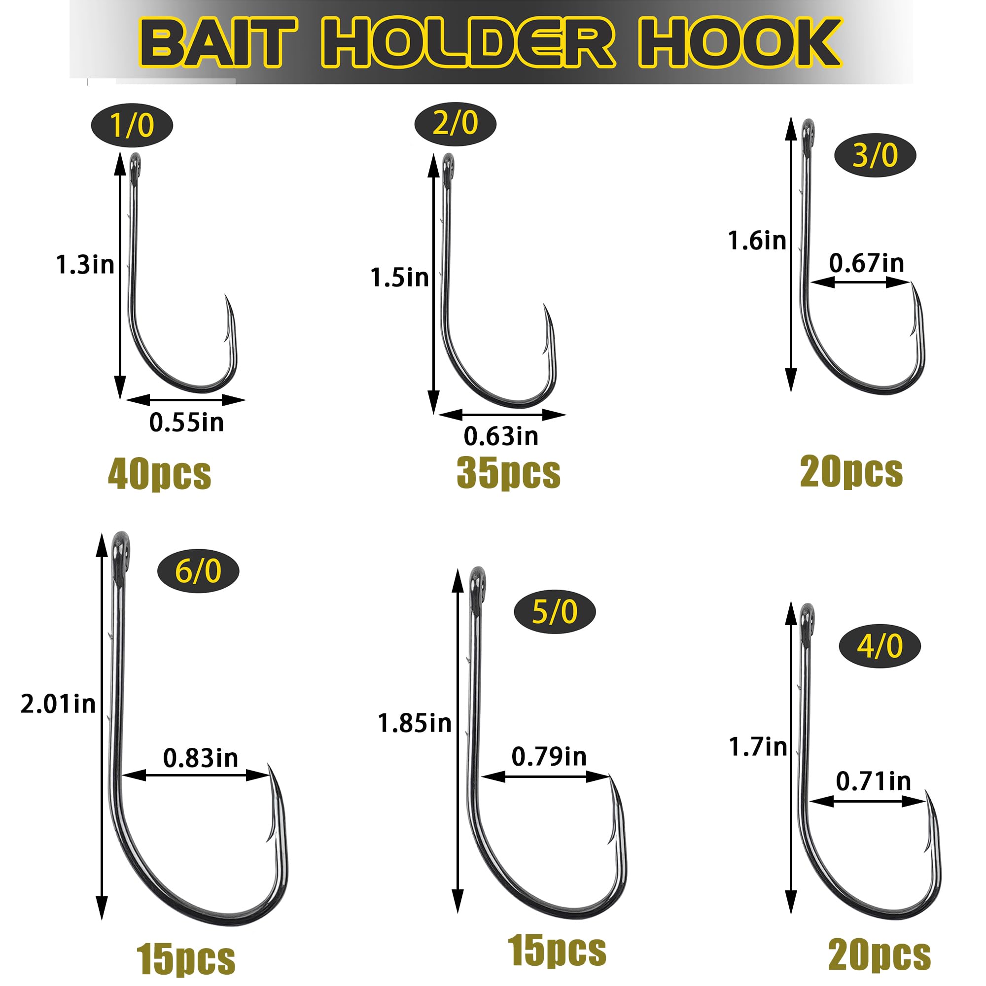Assorted 6 sizes baitholder hooks in kit