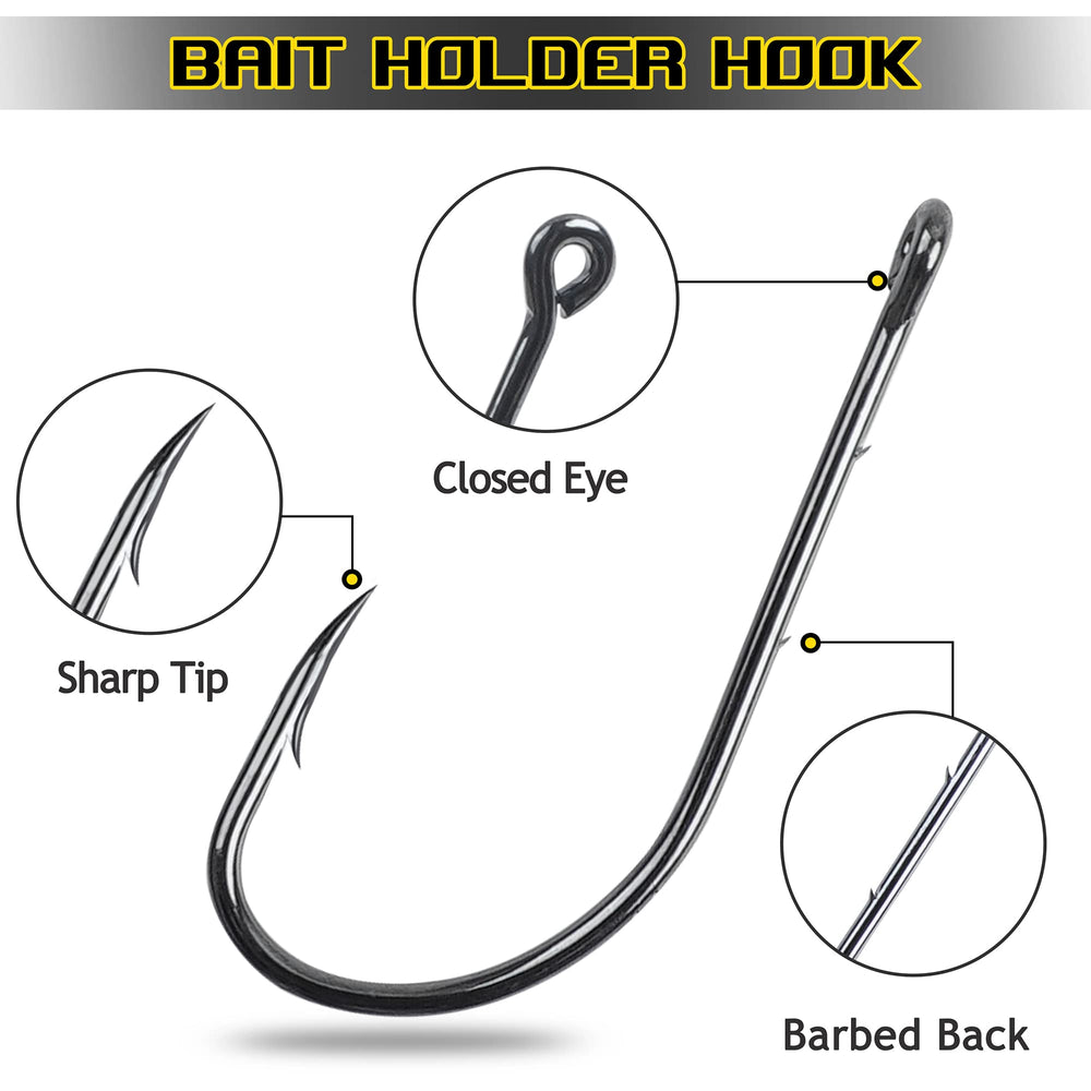 Long shank barbed hook design with 2 barbs