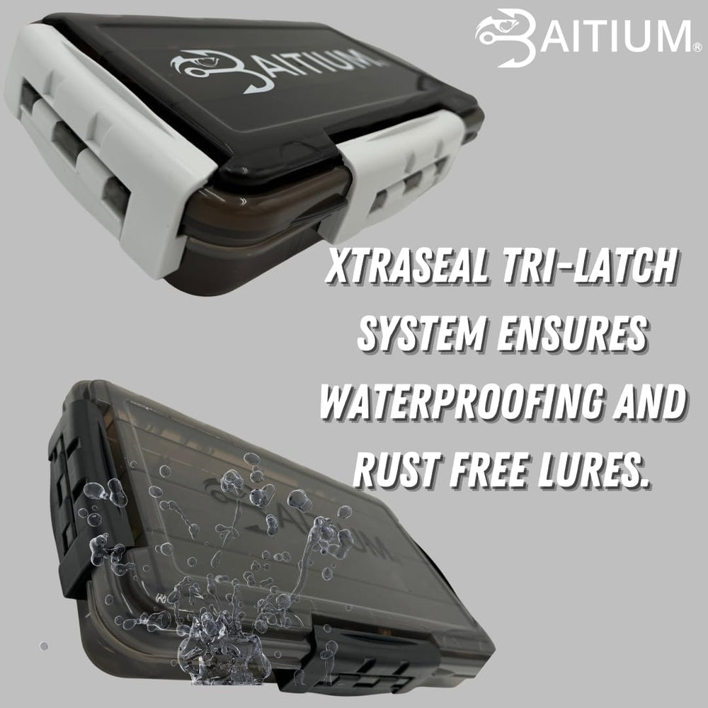 Baitium XTRAseal 3600 tray dividers closeup highlights customizable compartments for gear.