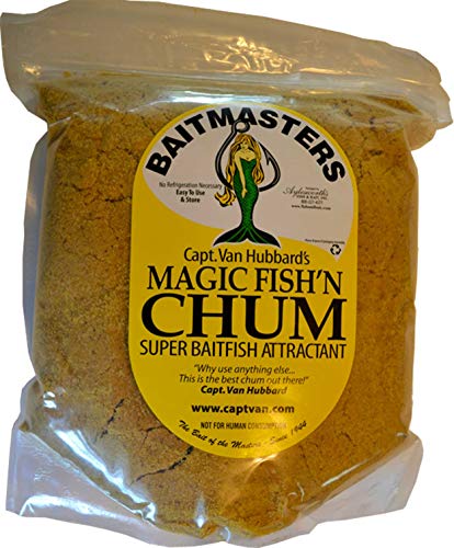 Baitmasters Magic Fish'N Dry Chum 1lb pouch sealed for easy storage.