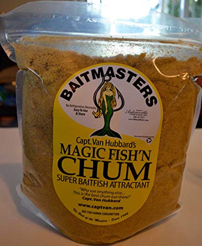 Baitmasters Magic Fish'N Dry Chum on boat showing versatile attraction.