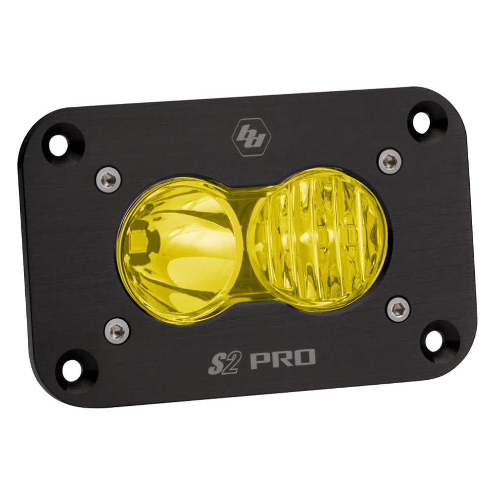 Baja Designs S2 Pro lightpod driving amber beam for enhanced trail visibility.