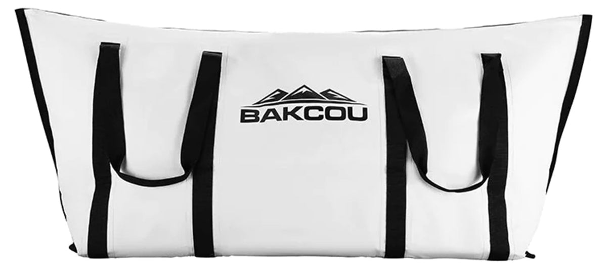 Bakcou insulated 48in game bag folded open for easy trailer loading.