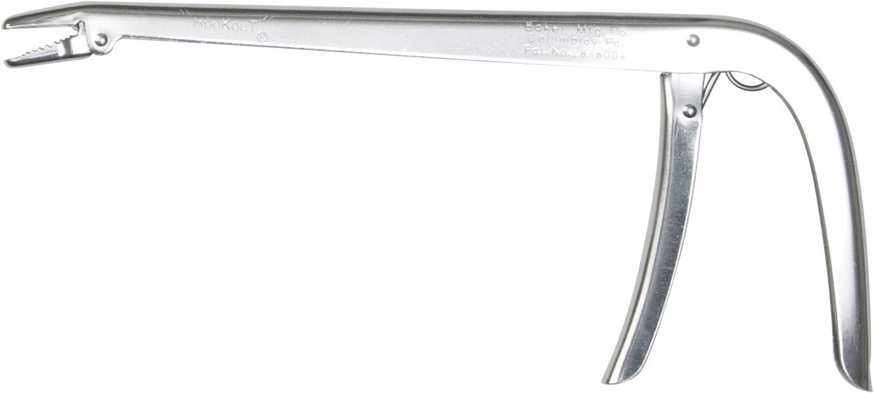 Baker HooKouT Multi 9-1-2in right-angle view eases safe hook removal.