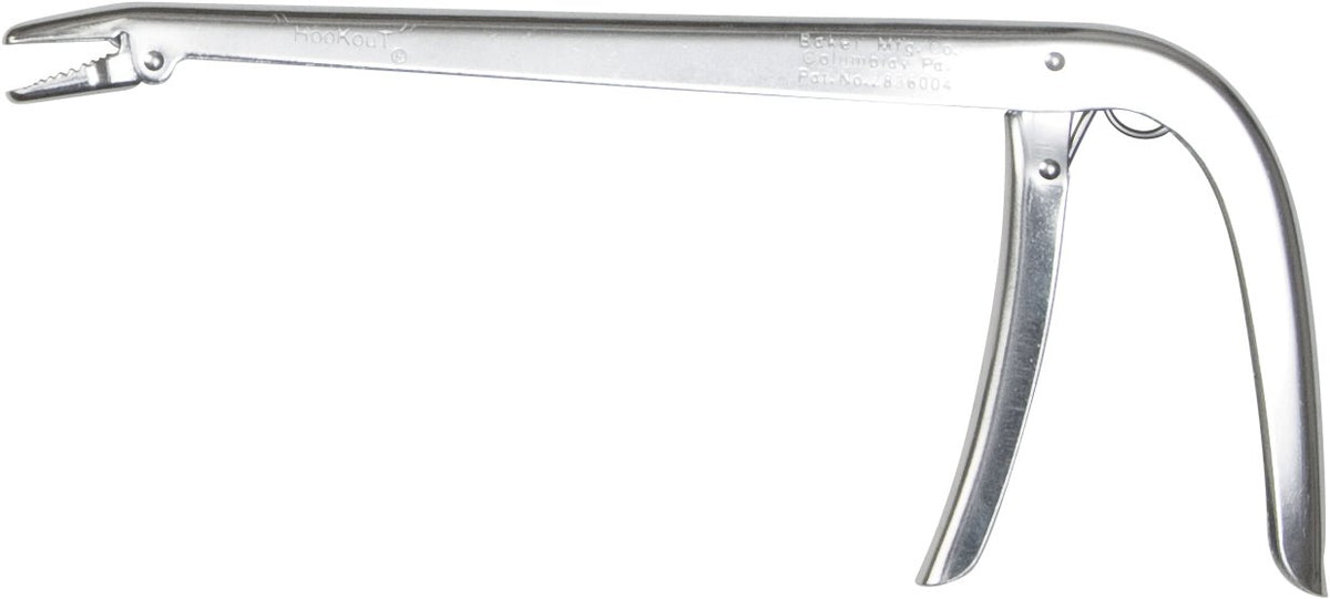 Baker HooKouT Multi 9-1-2in right-angle view eases safe hook removal.