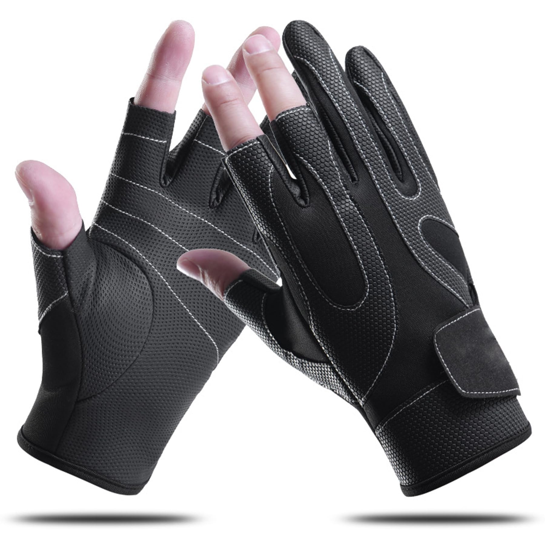 Bakovity leather fishing gloves front view