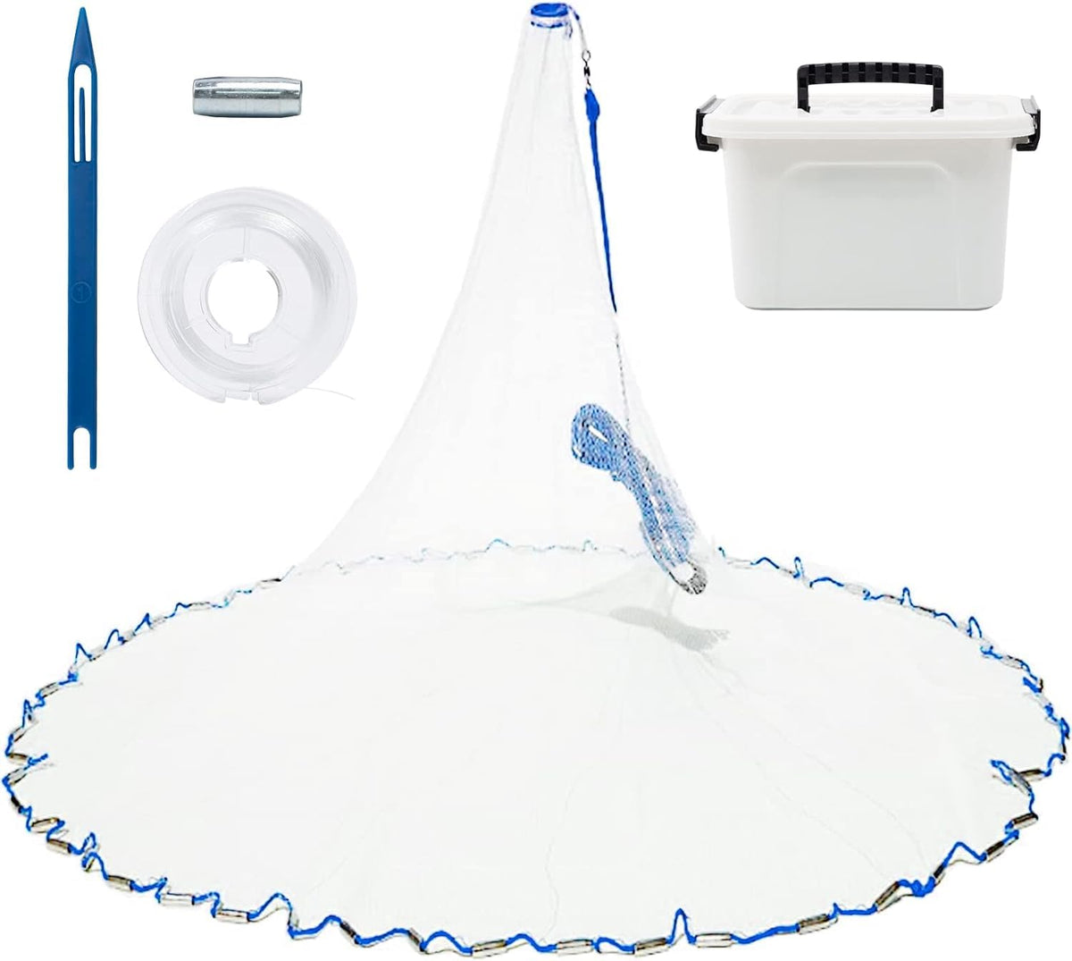 BalanZze cast net full view shows sturdy handmade construction for reliable bait catching