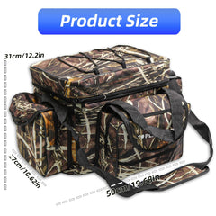 Side view showing handle and adjustable shoulder strap