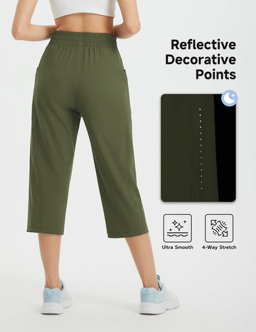 Baleaf capri drawstring waistband adapts to movement without pinching.