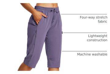 Baleaf elastic mid-rise waist provides easy on/off and comfortable stretch.