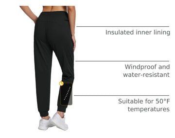 Baleaf fleece lined joggers elastic waistband close-up for adjustable, secure fit