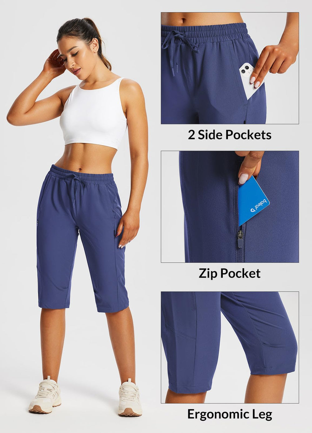Baleaf hiking shorts rear view features zippered pocket for valuables.