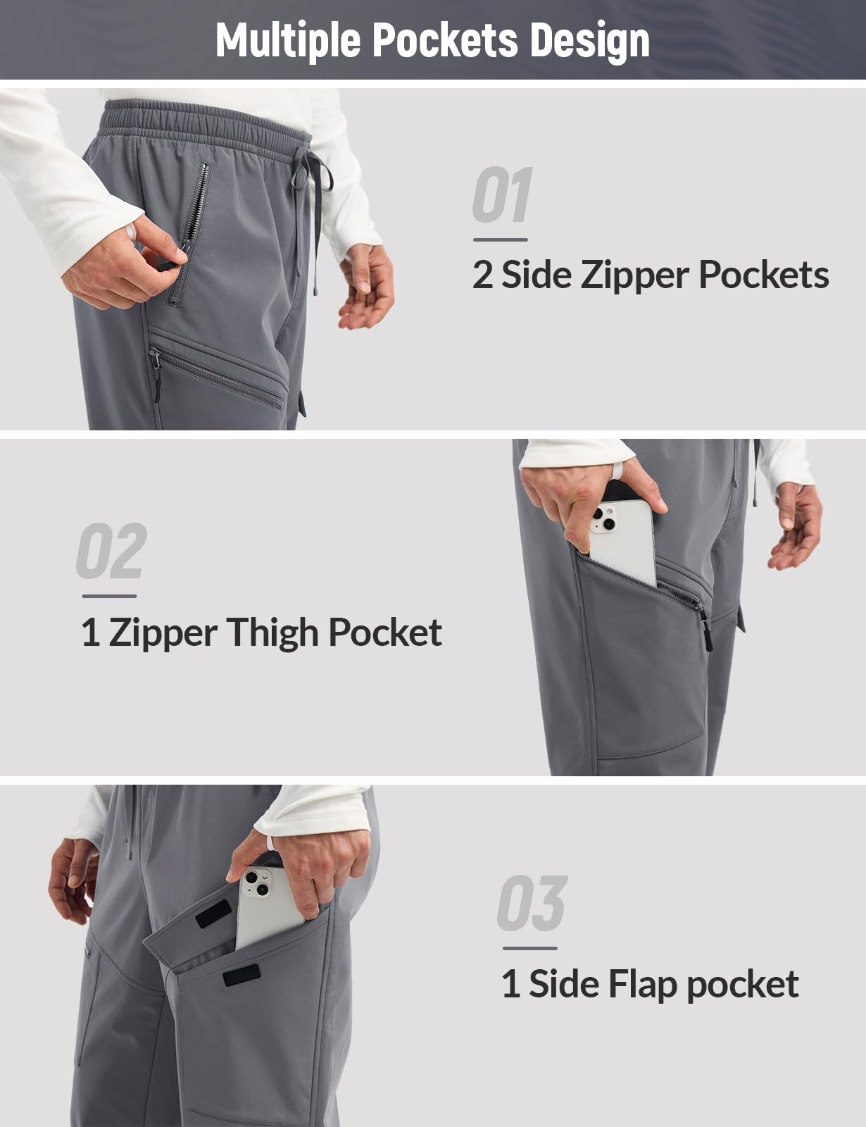 Baleaf men's softshell pants with fleece lining delivering warmth on chilly trails.