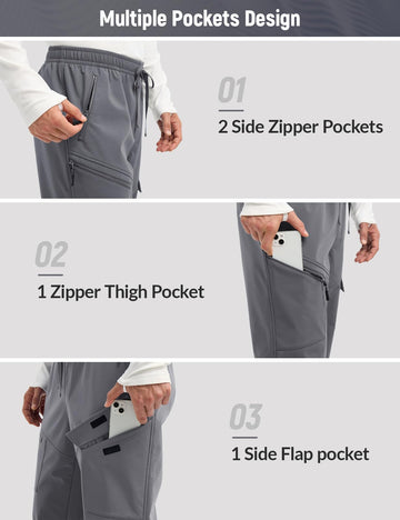 Baleaf men's softshell pants with fleece lining delivering warmth on chilly trails.