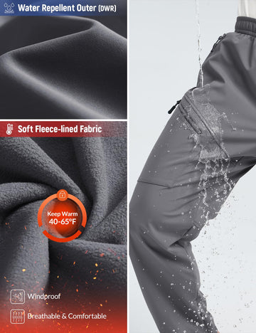 Baleaf men's softshell pants with zippered pockets for secure items during hikes.