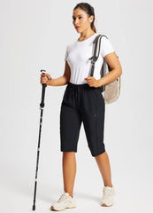 baleaf women's 15-inch capri hiking shorts back view showing secure pocket layout