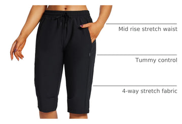 baleaf women's 15-inch capri hiking shorts pocket detail with zippered pocket