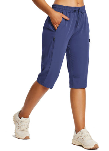 Baleaf women's 15-inch hiking shorts front view shows quick-dry fabric for outdoor adventures.