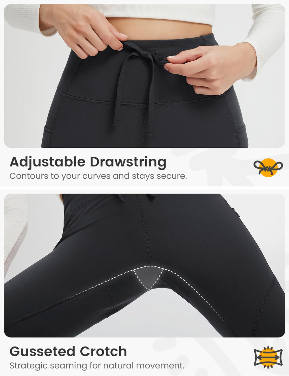 Baleaf 3D gusseted crotch enhances movement and comfort