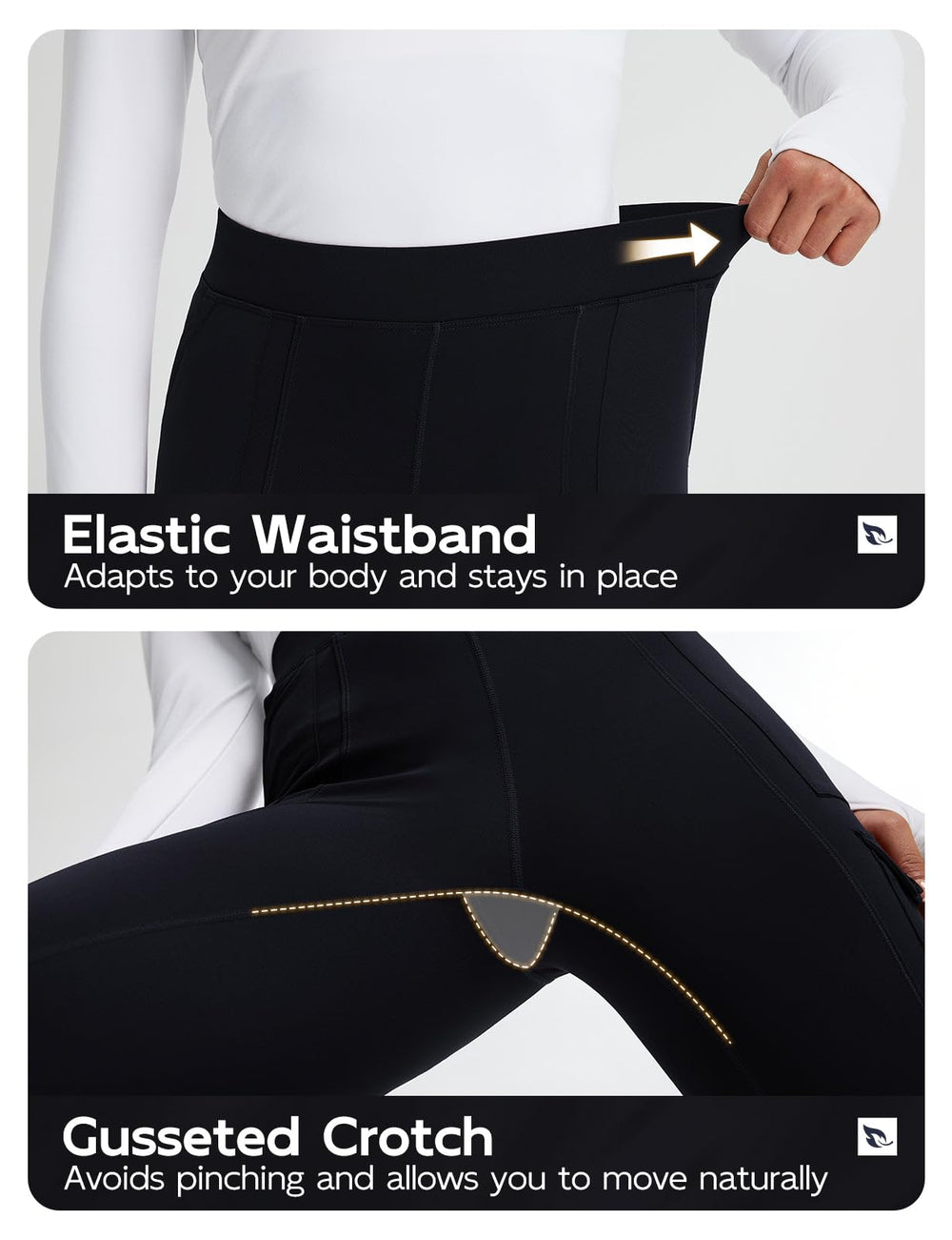 Baleaf gusseted crotch reduces friction during activities.