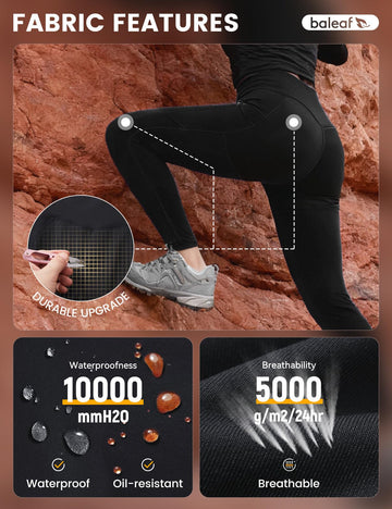 Baleaf leggings with high waist and tummy control for secure hiking fit