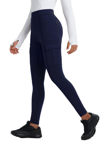 Baleaf women's fleece-lined leggings show warmth with inner fleece for cold-weather hiking