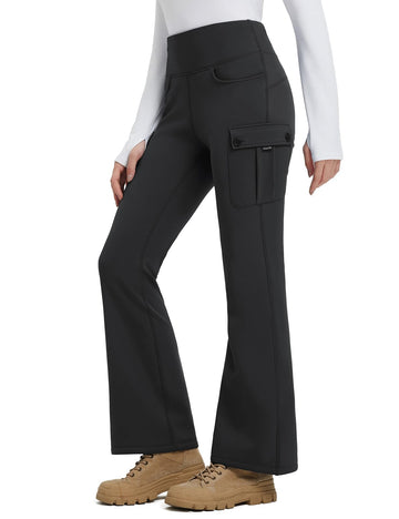 baleaf women's fleece-lined pants closeup fleece showing warmth for cold walks