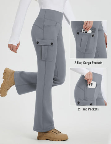 Baleaf fleece-lined pants high-waist with drawstring for tummy control and secure fit.