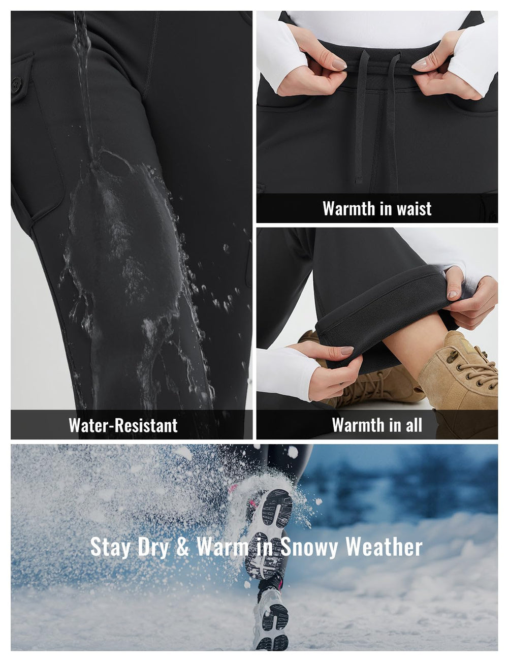 baleaf women's fleece-lined pants on-trail wear showing warmth and mobility
