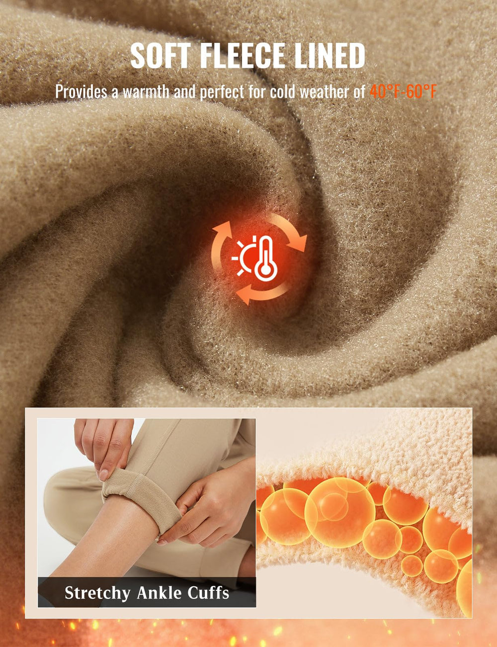 Baleaf brown fleece lined joggers ideal for travel and outdoor activities in cold weather.