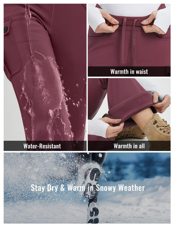 baleaf women's fleece lined pants fleece-texture-closeup conveys warmth and durable fabric