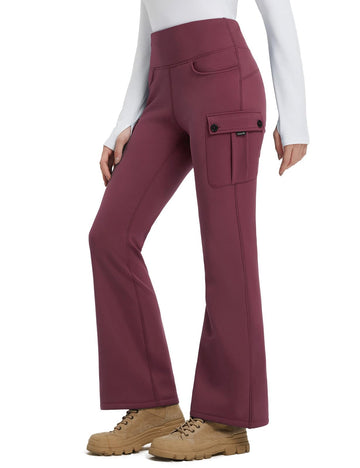 Baleaf women's fleece-lined pants closeup highlights warmth from soft fleece.