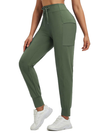 Baleaf women's fleece-lined pants front view shows winter warmth for outdoor wear.