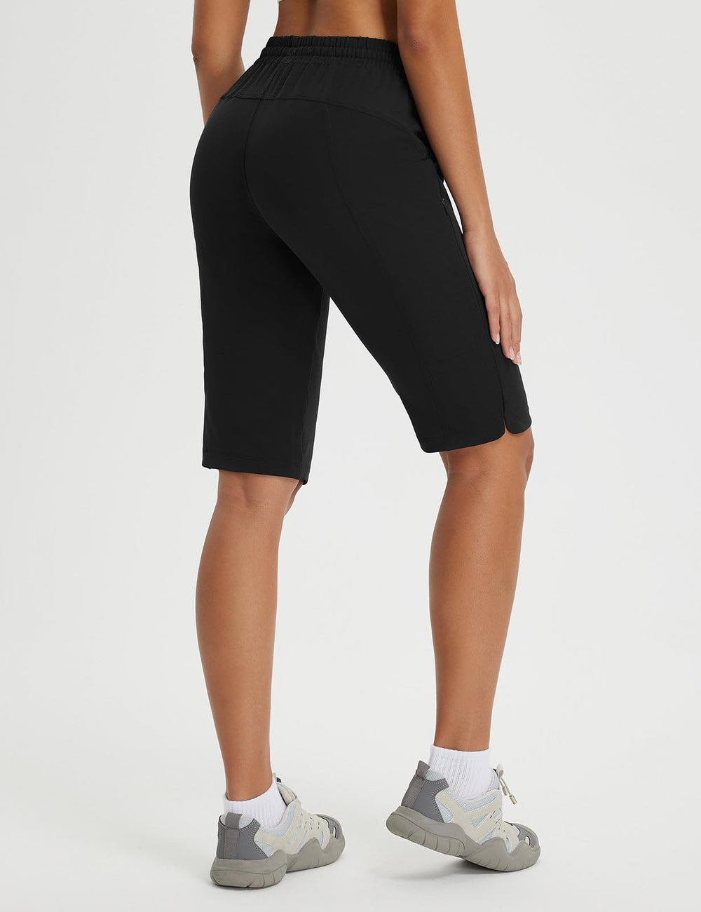 Baleaf shorts hem slit design for maximum mobility on climbs.