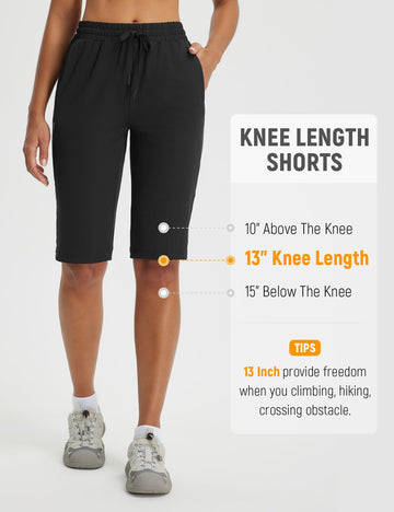baleaf women's hiking shorts 13-inch waistband detail reveals adjustable, comfortable fit.