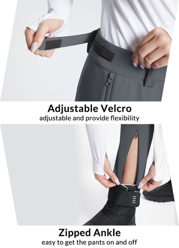 Baleaf women's snow pants with two zippered pockets for essentials during outdoor activities.