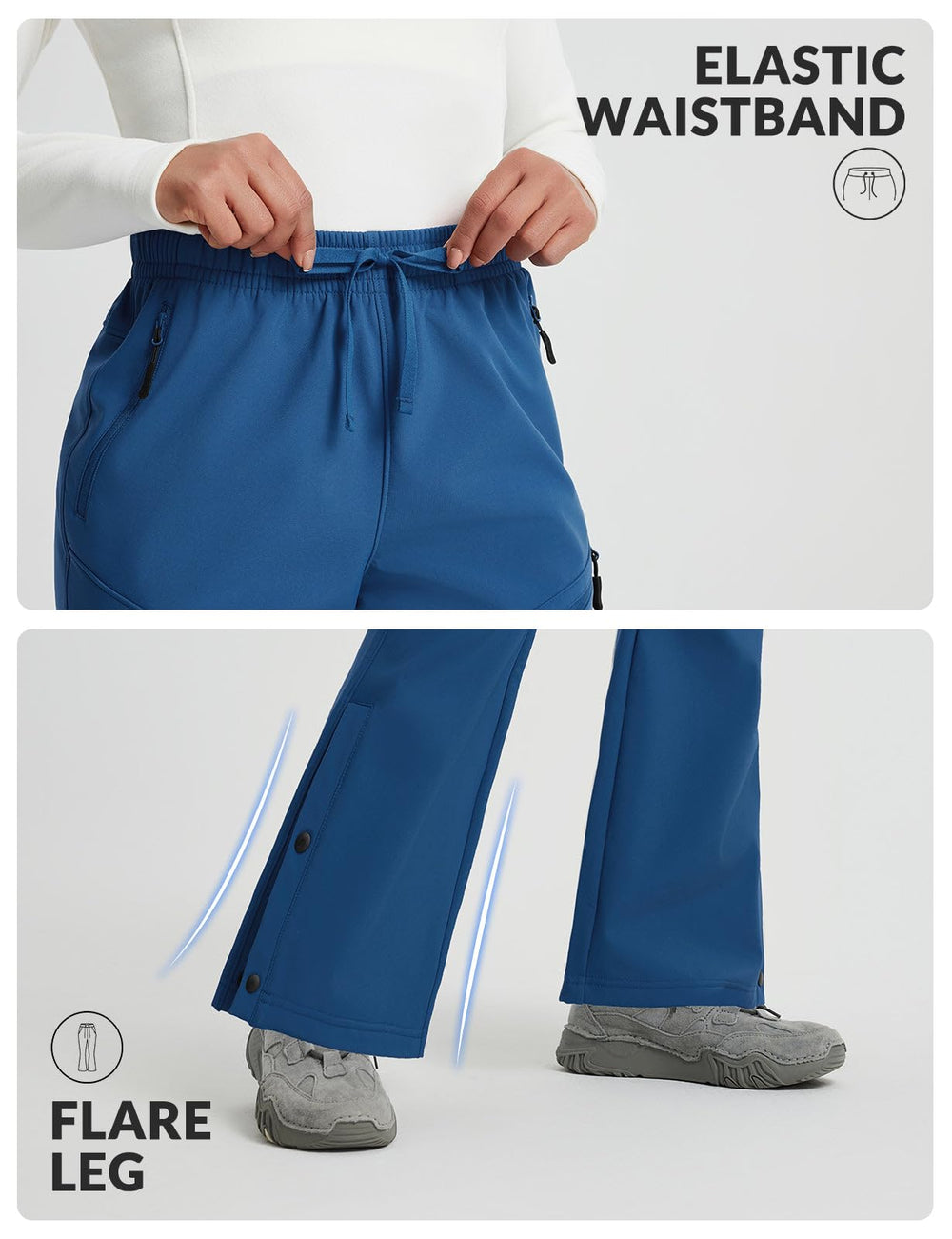 Baleaf waterproof pants boot-friendly closure for easy over-boot wear.