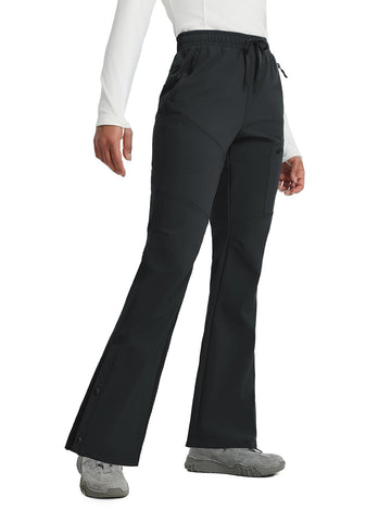 Baleaf women's waterproof pants front view showing boot-friendly design for winter hikes