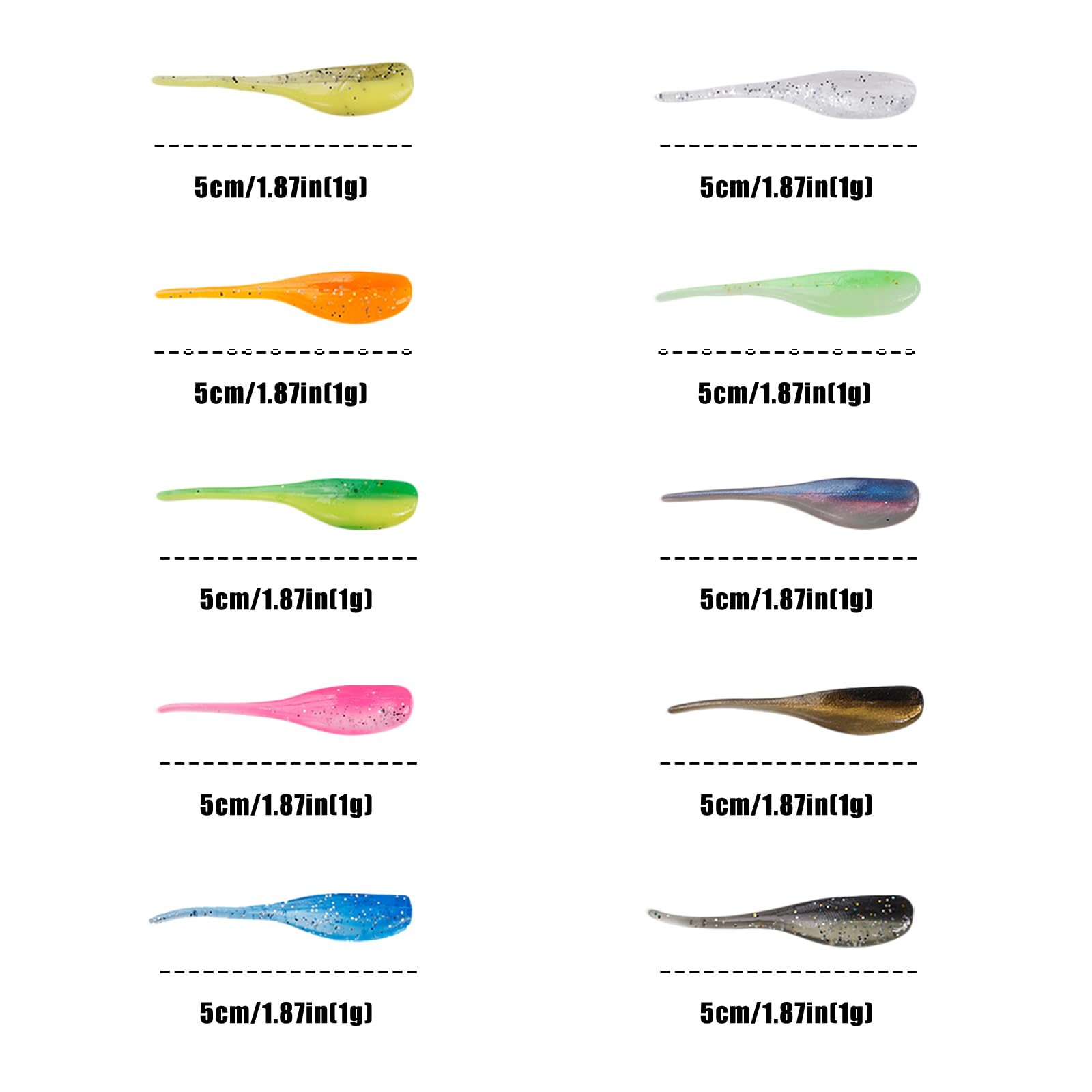 Close-up of Balifly Crappie lure showing durable soft plastic texture for many casts.